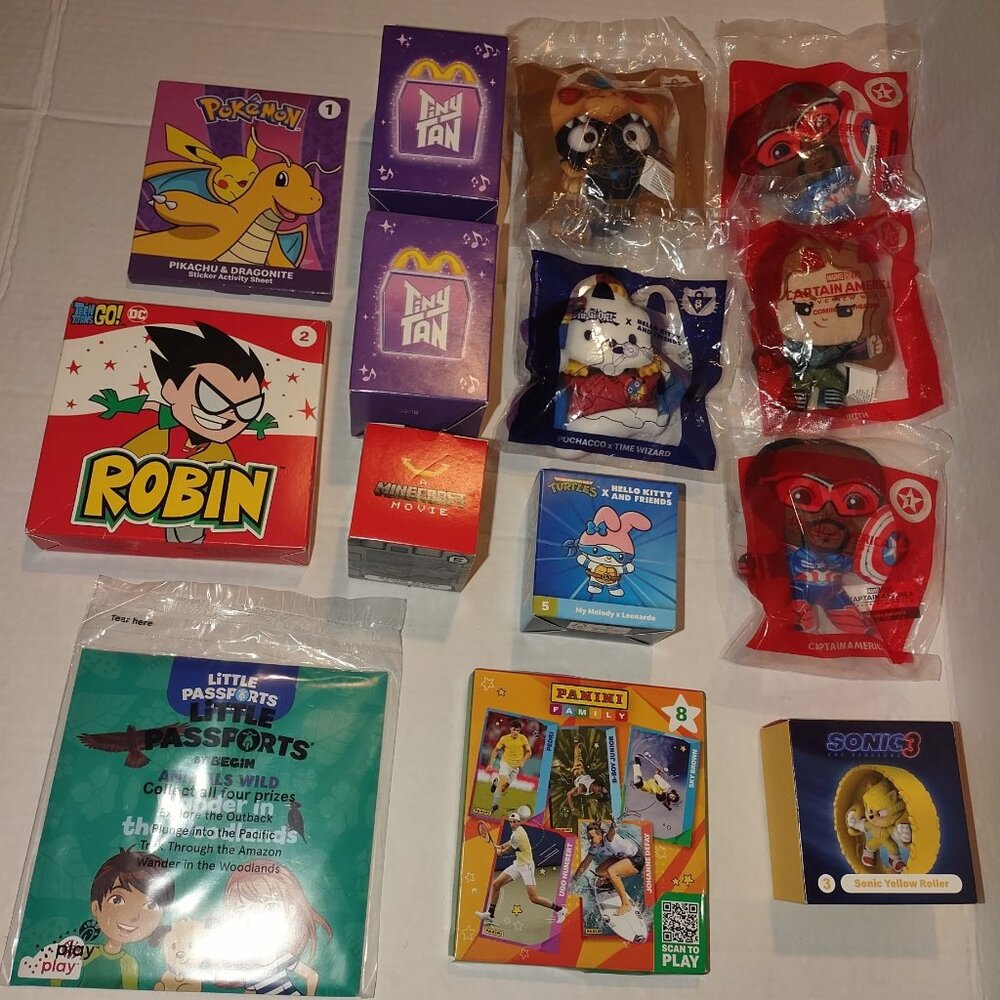 Mixed Lot Of Collectible Toys: Pokemon Minecraft Sonic DC Robin Hello Kitty Pani
